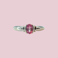 vintage ring roze saffier witgoud ring