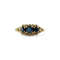 vintage ring saffier trilogie 9 karaat