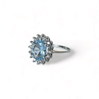 witgouden ring blauwe steen cz 9 karaat witgoud