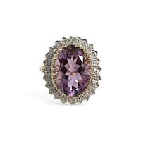 vintage cluster ring met diamant en amethist