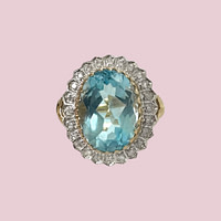 vintage cocktail ring topaas en diamant cluster