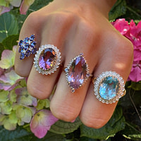 vintage cocktail ringen met edelsteen en diamant