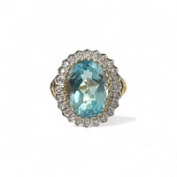 vintage ring topaas en diamant cluster