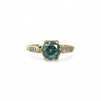 vintage gouden ring met blauwe steen (zirkoon)