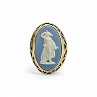 vintage wedgwood ring lichtblauw 9k goud godin hygieia