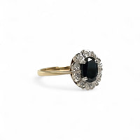 vintage entourage ring met saffier en diamant
