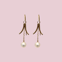 vintage parel oorbellen hangers 9k goud