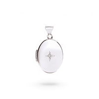 locket witgoud met diamantje in ster zetting