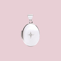 locket ovaal van witgoud met diamant
