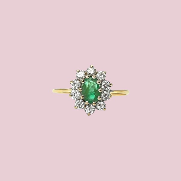 smaragd ring goud vintage cluster entourage ring groen