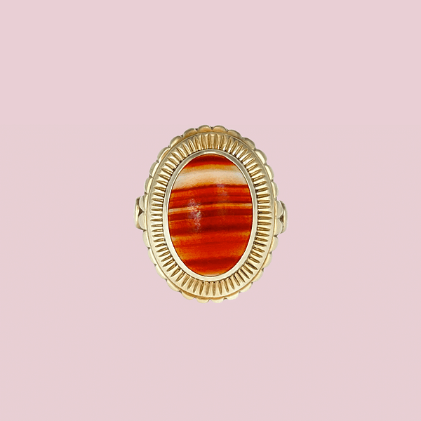 vintage ring rode agaat
