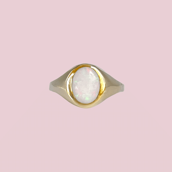 vintage signet ring met opaal zegelring dames