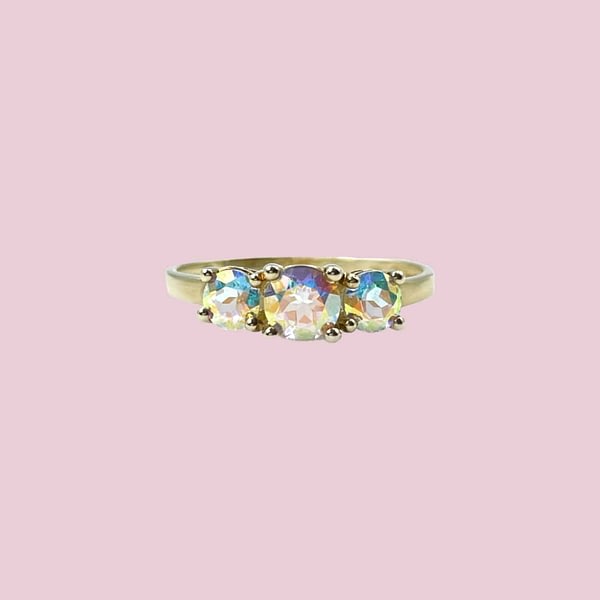 Vintage mystic topaz ring trilogie 9k goud