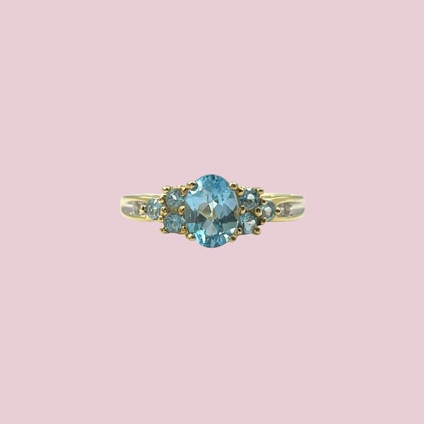 vintage topaas ring met diamant goud