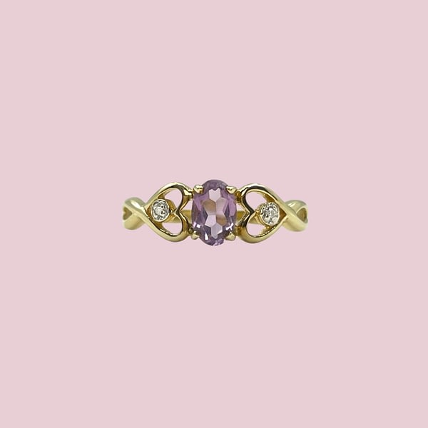 vintage amethist ring 9k goud diamantjes