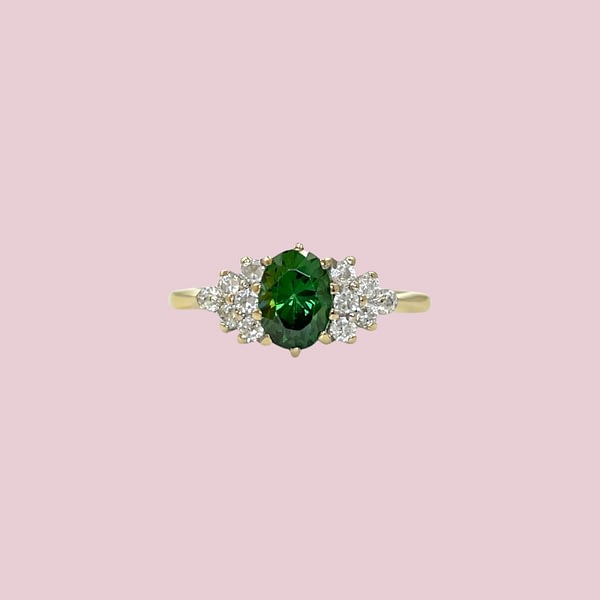 vintage ring chrome diopside groene steen
