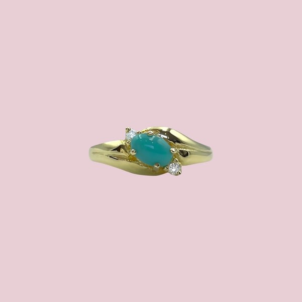 vintage ring turkoois 14 karaat goud turquoise