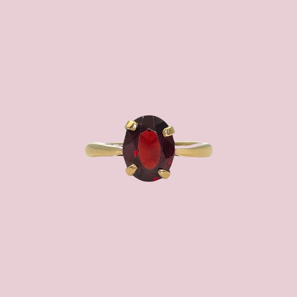granaat solitair ring vintage gouden ring