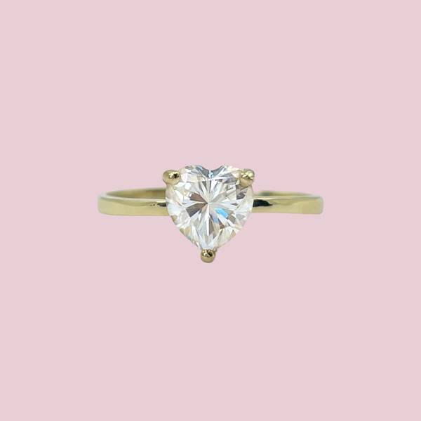 ring heart cut moissaniet hart 14 karaat goud