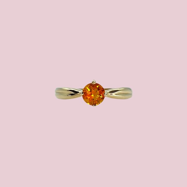 vintage ring citrien solitair 9 karaat goud