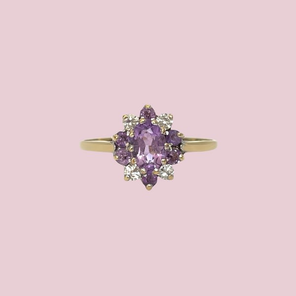 vintage entourage ring amethist en zirkonia