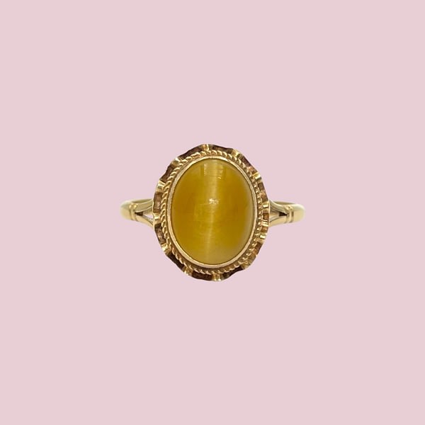 vintage ring tijgeroog groot goud