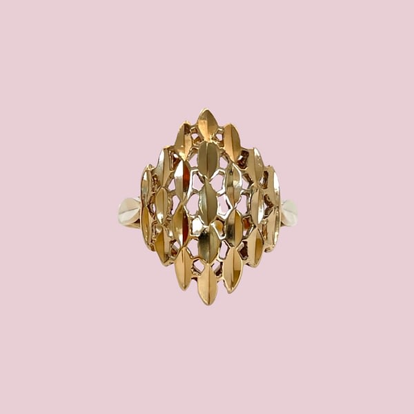 vintage gouden ring filigree ruit