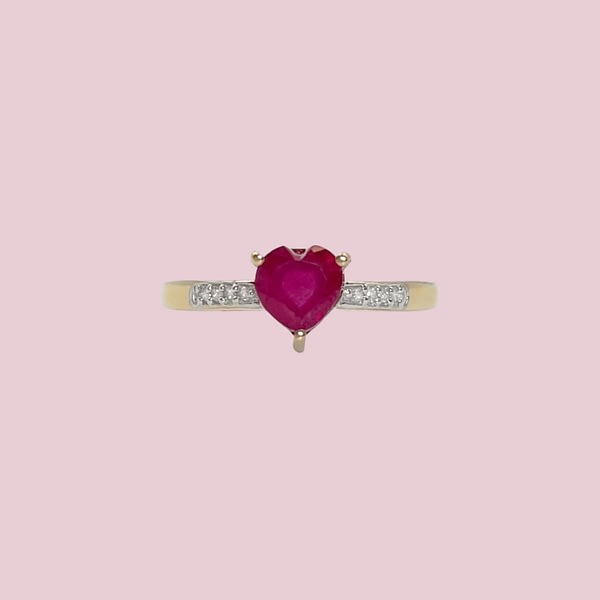 vintage ring robijn hartje goud