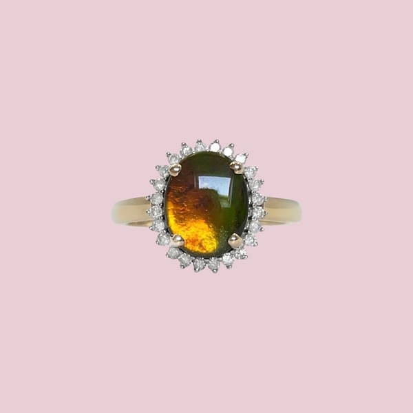 vintage ring opaal triplet en diamant cluster