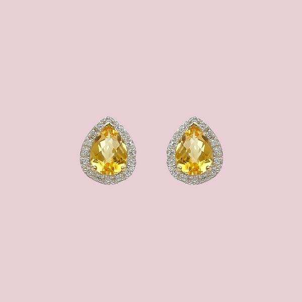 vintage citrien en diamant oorbellen goud