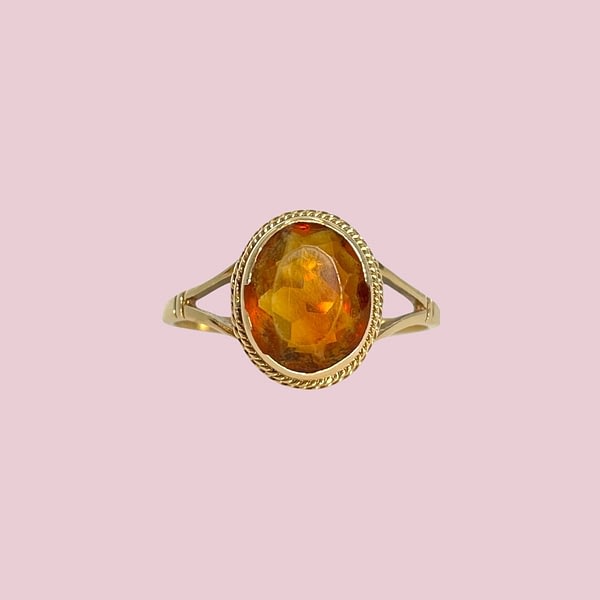 vintage citrien ring ovaal goud