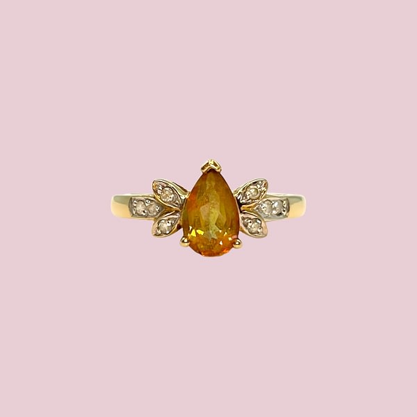 vintage ring topaas peer diamant