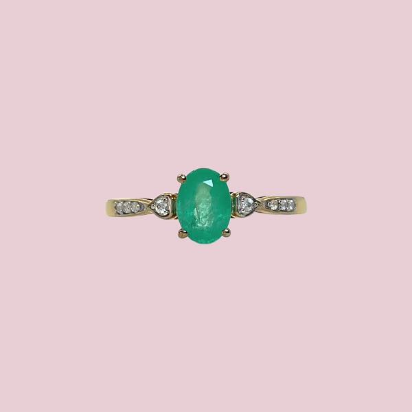 vintage smaragd ring met zirkoon