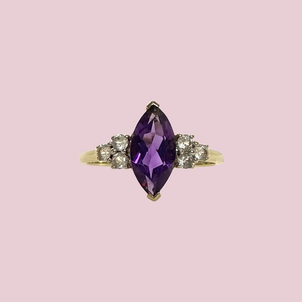 vintage ring amethist markies geslepen