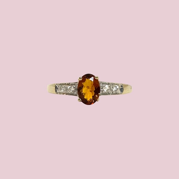 vintage ring citrien en topaas