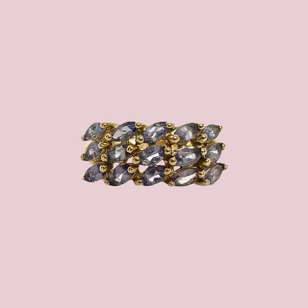 vintage ring tanzaniet markies geslepen goud
