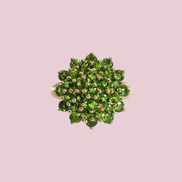 vintage ring chrome diopside cluster