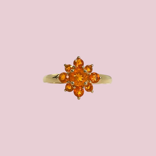 vintage ring oranje granaat bloem cluster
