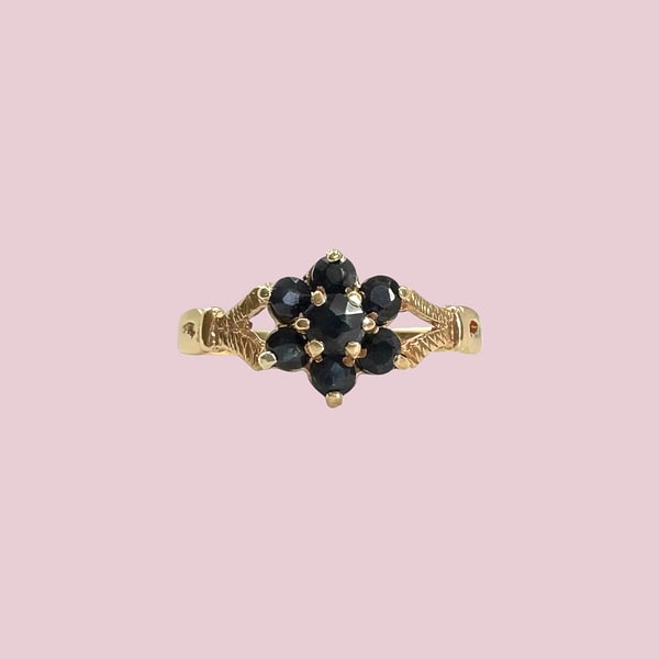 vintage ring saffier cluster bloem