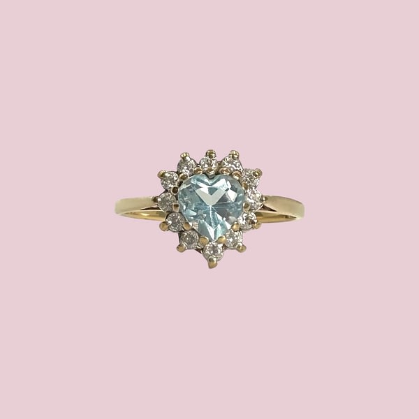 vintage ring topaas hartje cluster