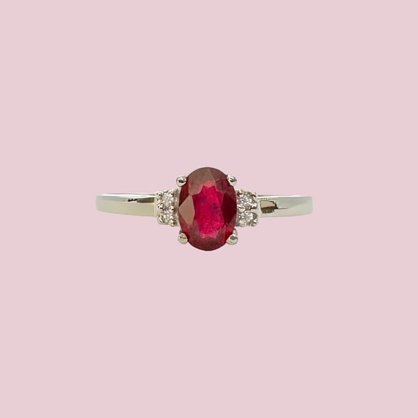 ring robijn en diamant witgoud vintage look ring