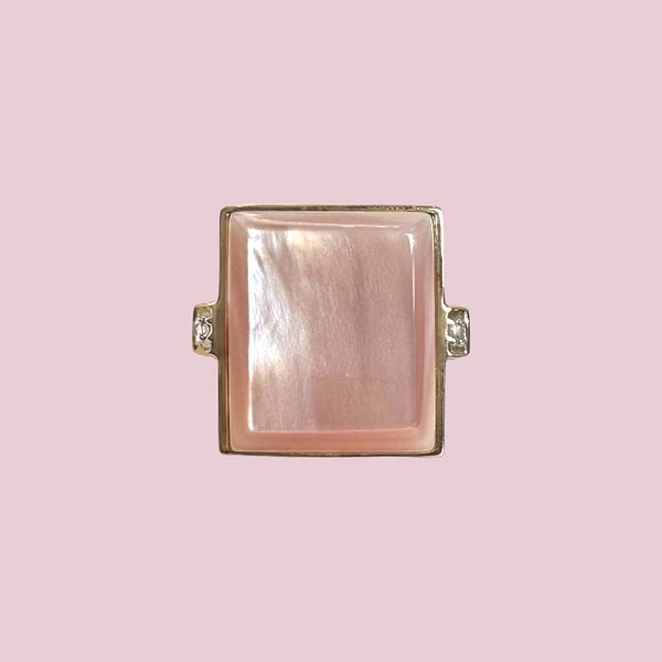 vintage parelmoer ring rechthoekig