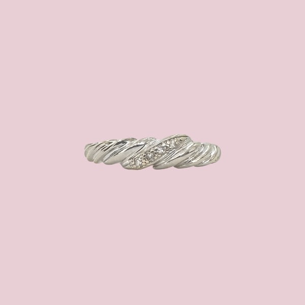 vintage ring croissant diamant 18k witgoud