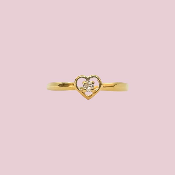 vintage ring hartje cz goud