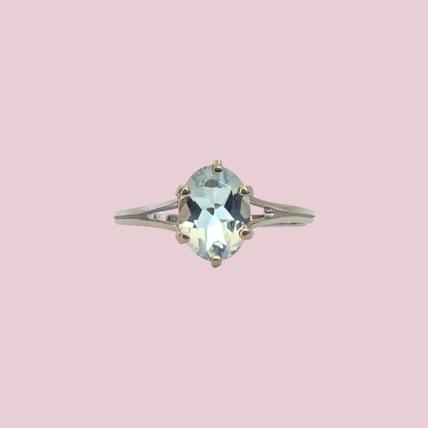 vintage ring witgoud aquamarijn 18 karaat