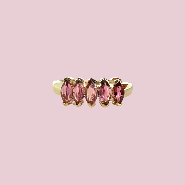 vintage ring met roze toermalijn