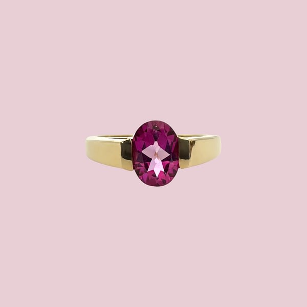 vintage ring roze topaas solitair