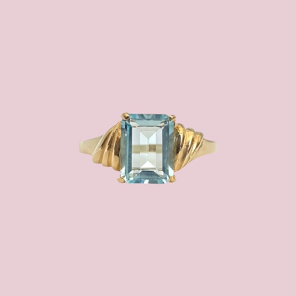 vintage ring topaas rechthoekig 9k goud