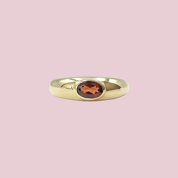 vintage gypsy granaat solitair ring