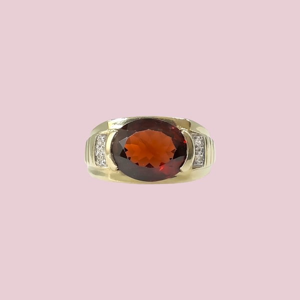 vintage heren unisex granaat zegel ring